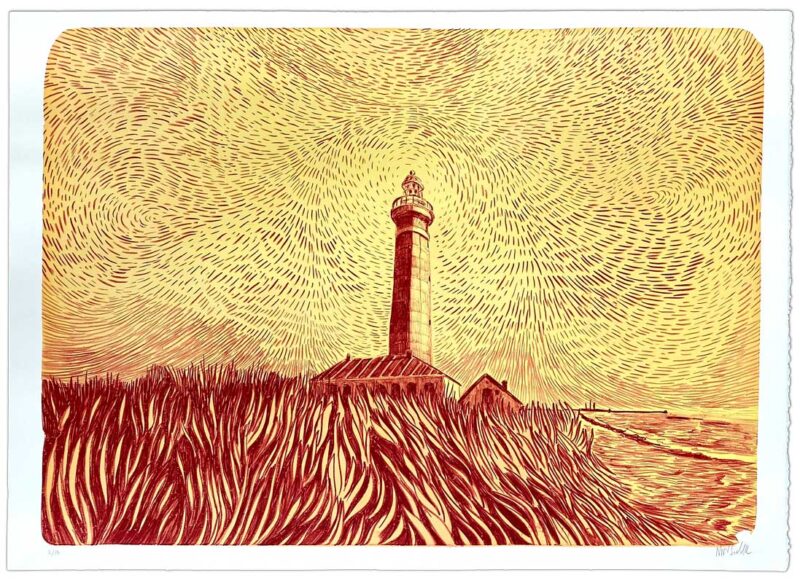 litografi af Morten Schelde med titlen Lighthouse